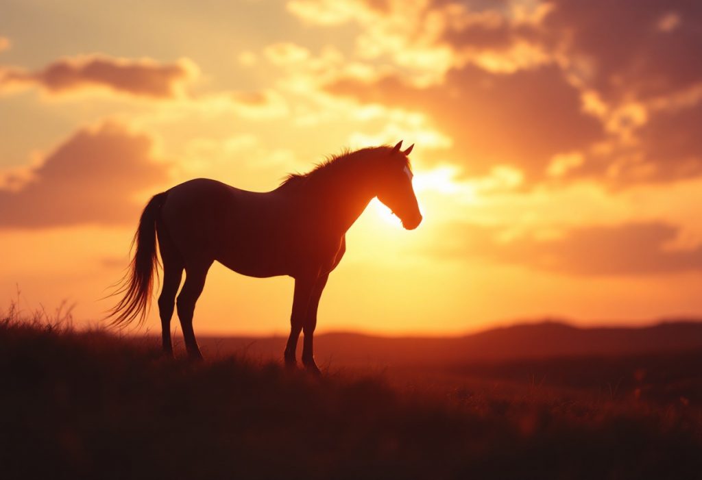 photo cheval soleil lumière